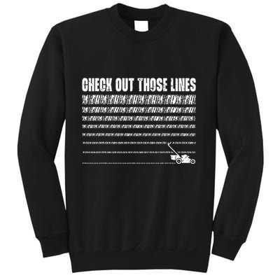 Check Out Those Lines Lawn Mower Lawnmower Funny Sweatshirt