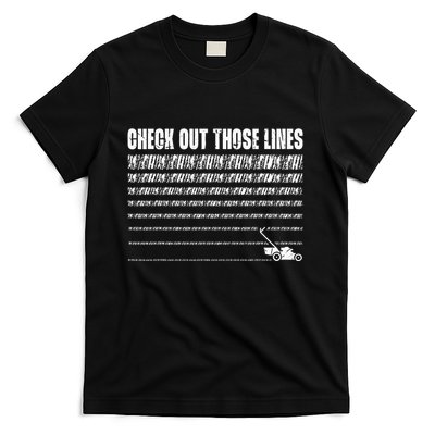 Check Out Those Lines Lawn Mower Lawnmower Funny T-Shirt