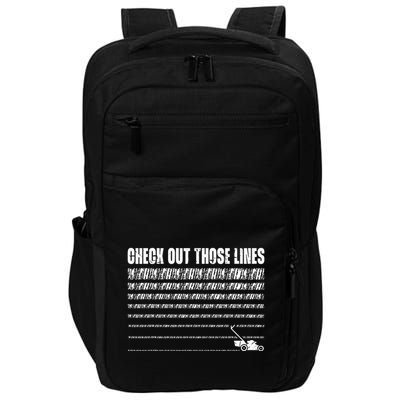 Check Out Those Lines Lawn Mower Lawnmower Funny Impact Tech Backpack