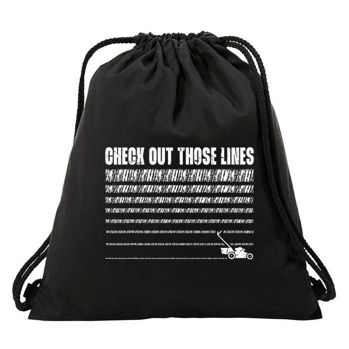 Check Out Those Lines Lawn Mower Lawnmower Funny Drawstring Bag