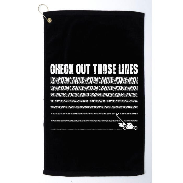 Check Out Those Lines Lawn Mower Lawnmower Funny Golf Towel