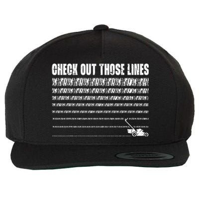 Check Out Those Lines Lawn Mower Lawnmower Funny Wool Snapback Cap