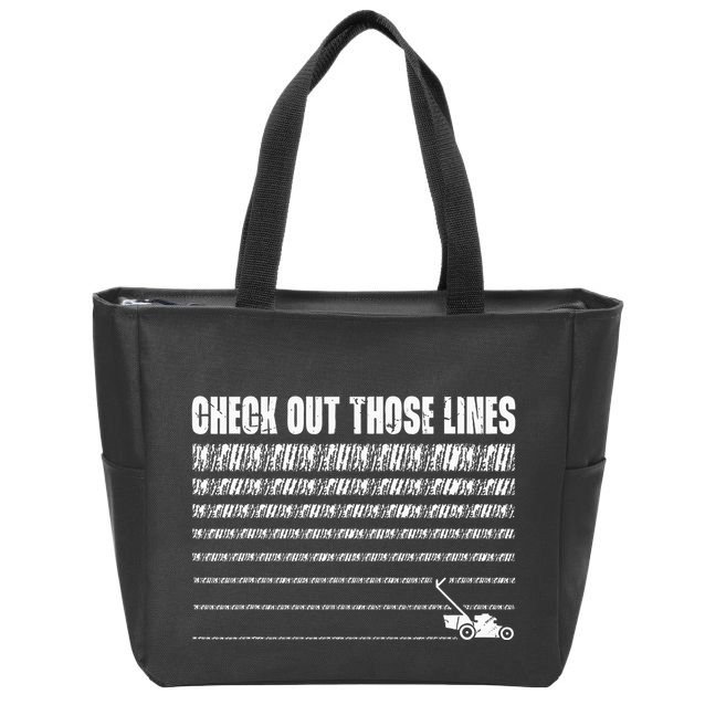 Check Out Those Lines Lawn Mower Lawnmower Funny Zip Tote Bag