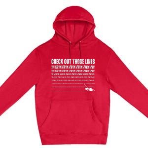 Check Out Those Lines Lawn Mower Lawnmower Funny Premium Pullover Hoodie