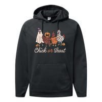 Chick Or Treat Halloween Witch Spooky Chicken Performance Fleece Hoodie