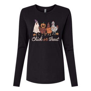 Chick Or Treat Halloween Witch Spooky Chicken Womens Cotton Relaxed Long Sleeve T-Shirt