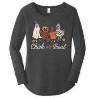 Chick Or Treat Halloween Witch Spooky Chicken Women's Perfect Tri Tunic Long Sleeve Shirt