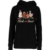 Chick Or Treat Halloween Witch Spooky Chicken Womens Funnel Neck Pullover Hood