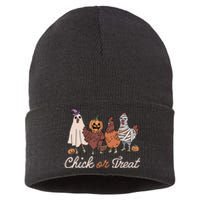 Chick Or Treat Halloween Witch Spooky Chicken Sustainable Knit Beanie