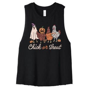 Chick Or Treat Halloween Witch Spooky Chicken Women's Racerback Cropped Tank