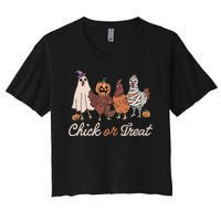 Chick Or Treat Halloween Witch Spooky Chicken Women's Crop Top Tee