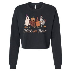 Chick Or Treat Halloween Witch Spooky Chicken Cropped Pullover Crew