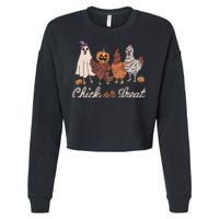 Chick Or Treat Halloween Witch Spooky Chicken Cropped Pullover Crew