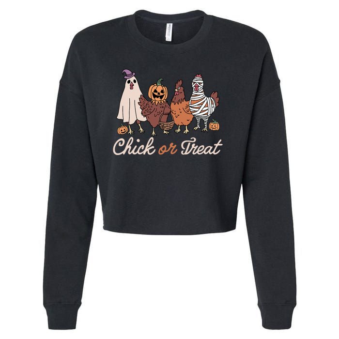 Chick Or Treat Halloween Witch Spooky Chicken Cropped Pullover Crew