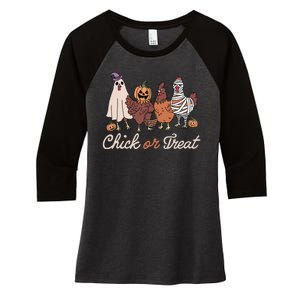 Chick Or Treat Halloween Witch Spooky Chicken Women's Tri-Blend 3/4-Sleeve Raglan Shirt