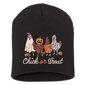 Chick Or Treat Halloween Witch Spooky Chicken Short Acrylic Beanie