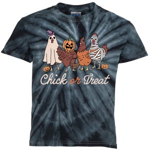 Chick Or Treat Halloween Witch Spooky Chicken Kids Tie-Dye T-Shirt