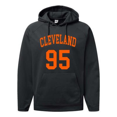 Cleveland Ohio Us American College Font Number 95 Performance Fleece Hoodie