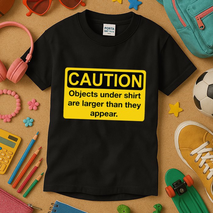 Caution Objects Under Are Larger Than They Appear. Kids T-Shirt