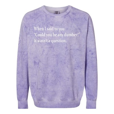 Could You Be Any Dumber Colorblast Crewneck Sweatshirt