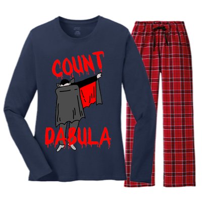 Count Dabula Dabbing Vampire Halloween Women's Long Sleeve Flannel Pajama Set 