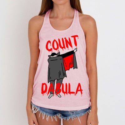 Count Dabula Dabbing Vampire Halloween Women's Knotted Racerback Tank