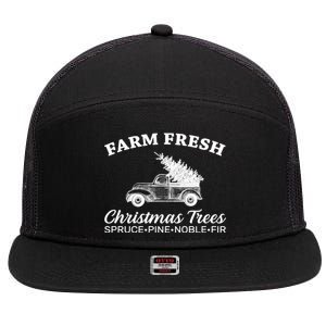 Country Farm Fresh Christmas Trees 7 Panel Mesh Trucker Snapback Hat