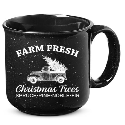 Country Farm Fresh Christmas Trees 15oz Campfire Ceramic Mug