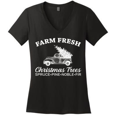 Country Farm Fresh Christmas Trees Women's V-Neck T-Shirt