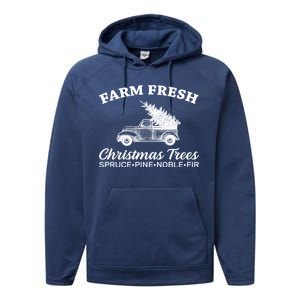 Country Farm Fresh Christmas Trees Performance Fleece Hoodie