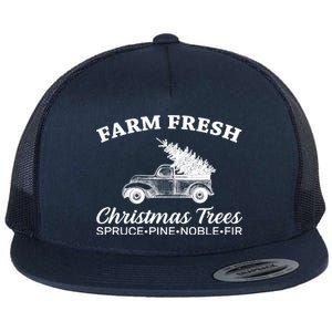 Country Farm Fresh Christmas Trees Flat Bill Trucker Hat