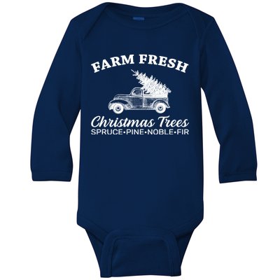 Country Farm Fresh Christmas Trees Baby Long Sleeve Bodysuit