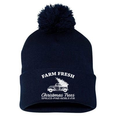 Country Farm Fresh Christmas Trees Pom Pom 12in Knit Beanie