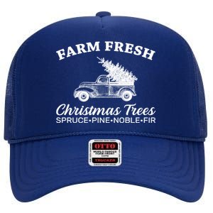 Country Farm Fresh Christmas Trees High Crown Mesh Back Trucker Hat