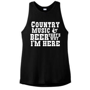 Country Music And Beer That's Why Im Here Ladies PosiCharge Tri-Blend Wicking Tank