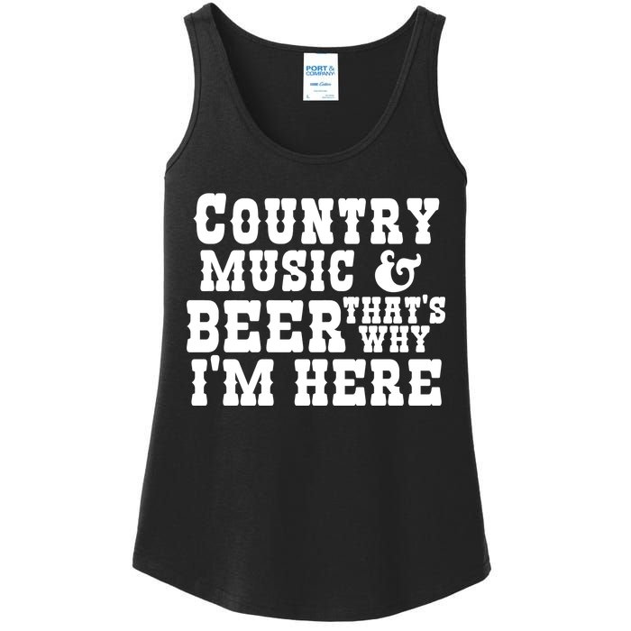 Country Music And Beer That's Why Im Here Ladies Essential Tank