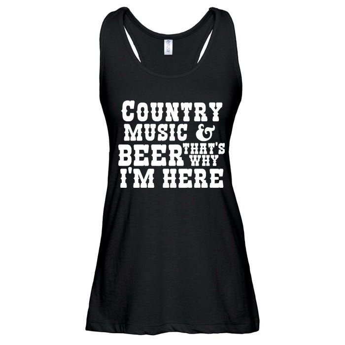 Country Music And Beer That's Why Im Here Ladies Essential Flowy Tank