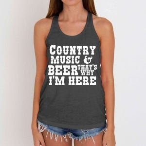 Country Music And Beer That's Why Im Here Women's Knotted Racerback Tank