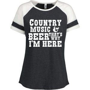 Country Music And Beer That's Why Im Here Enza Ladies Jersey Colorblock Tee