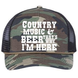 Country Music And Beer That's Why Im Here Retro Rope Trucker Hat Cap