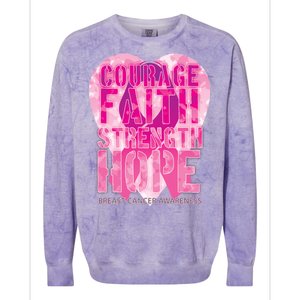 Courage Faith Strength Hope Breast Cancer Awareness Colorblast Crewneck Sweatshirt