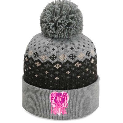 Courage Faith Strength Hope Breast Cancer Awareness The Baniff Cuffed Pom Beanie