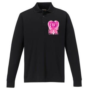 Courage Faith Strength Hope Breast Cancer Awareness Performance Long Sleeve Polo