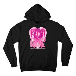 Courage Faith Strength Hope Breast Cancer Awareness Hoodie