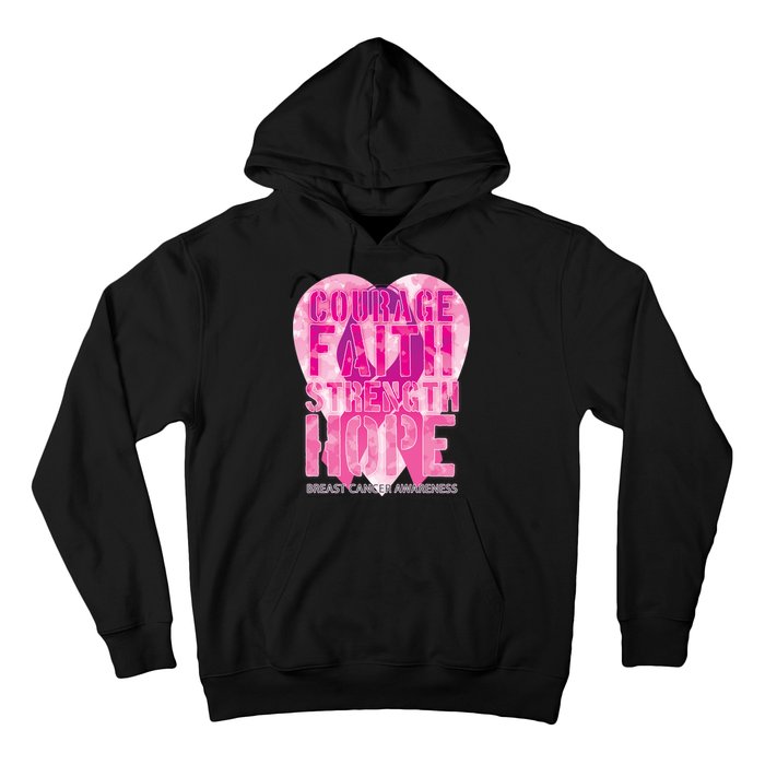 Courage Faith Strength Hope Breast Cancer Awareness Hoodie