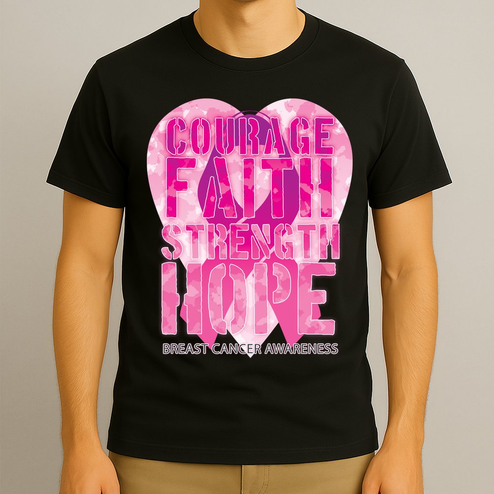 Courage Faith Strength Hope Breast Cancer Awareness T-Shirt