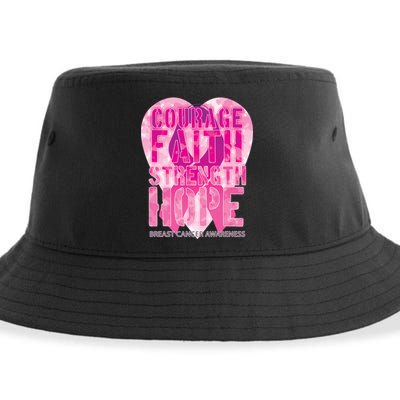 Courage Faith Strength Hope Breast Cancer Awareness Sustainable Bucket Hat