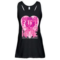 Courage Faith Strength Hope Breast Cancer Awareness Ladies Essential Flowy Tank