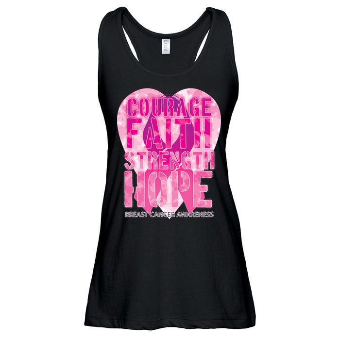 Courage Faith Strength Hope Breast Cancer Awareness Ladies Essential Flowy Tank