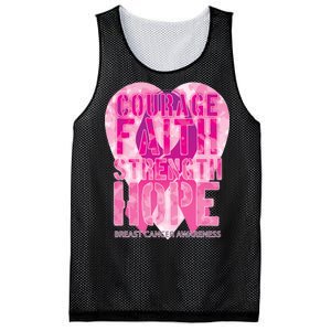 Courage Faith Strength Hope Breast Cancer Awareness Mesh Reversible Basketball Jersey Tank